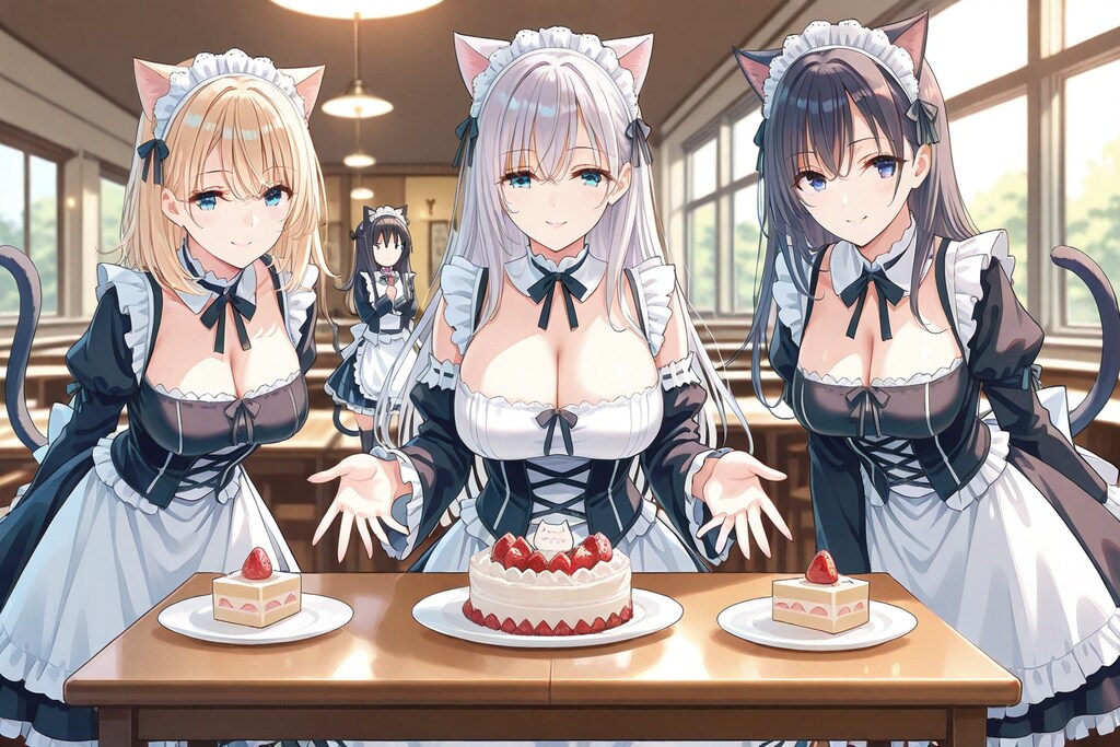 「私たちが食べちゃったケーキのお詫びですぅ……ごしゅじんさまぁ♡」（なんか嫌な汗が出てきた…）