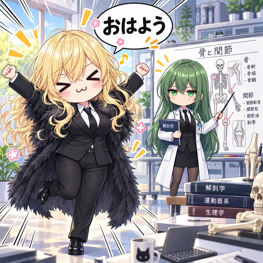 骨と関節について説明中のエメルダと挨拶のエリザベス | の人気AIイラスト・グラビア