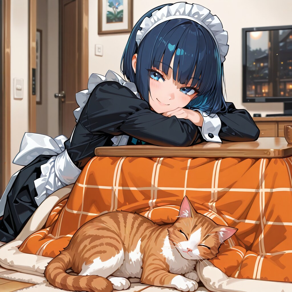 猫の日にこたつにささるあいと猫　弾