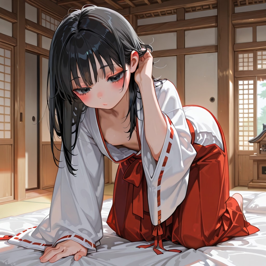 巫女服チラ見え