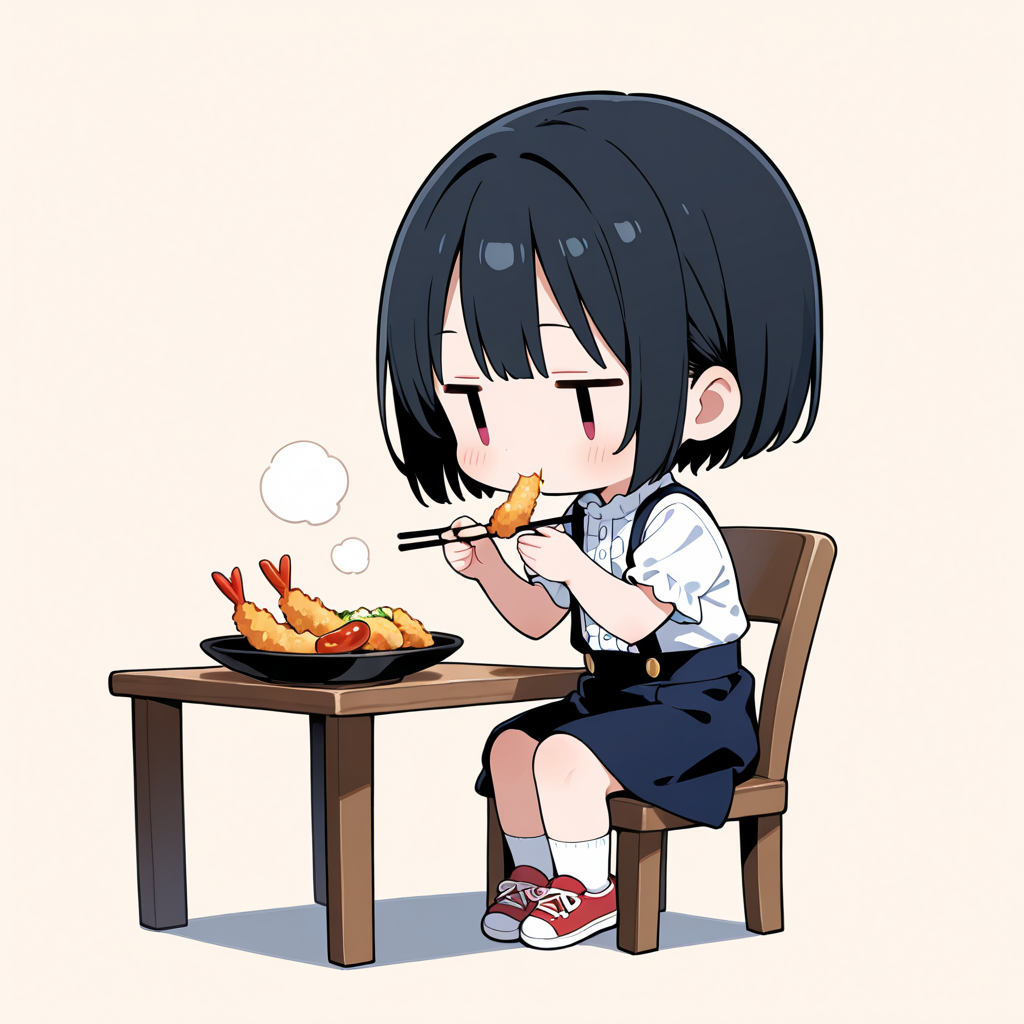 天ぷらを食べる