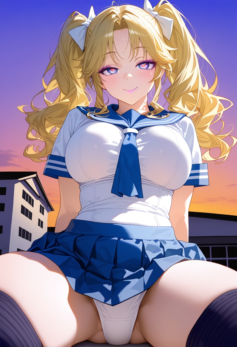 ギャルJK正面パンチラ