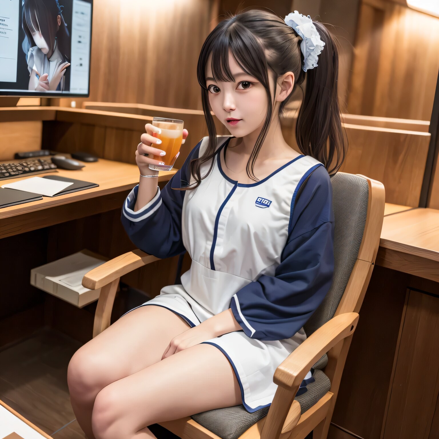 黒髪ポニテで漫画喫茶の美女 | の人気AIイラスト・グラビア