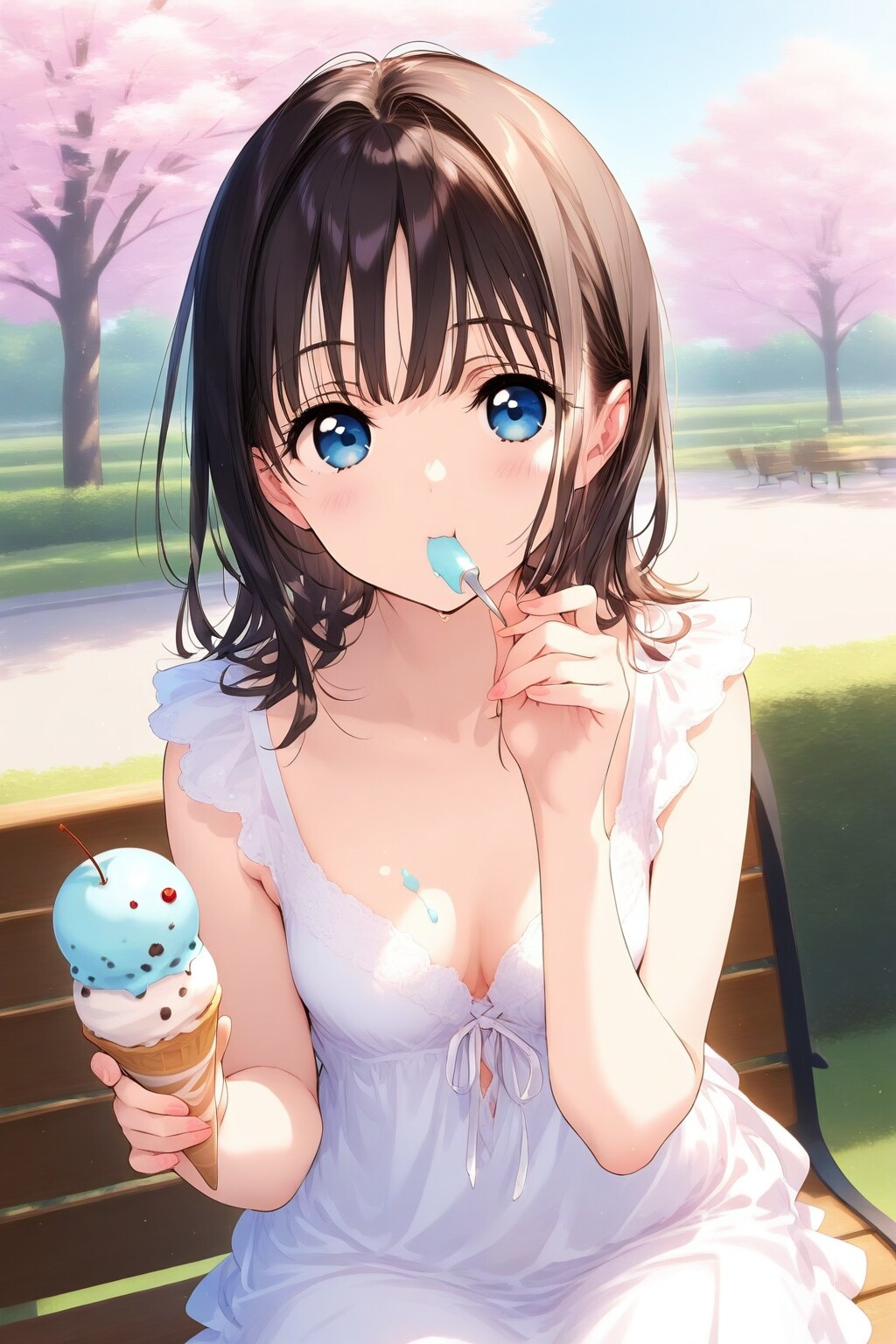 アイスクリームを食べる少女