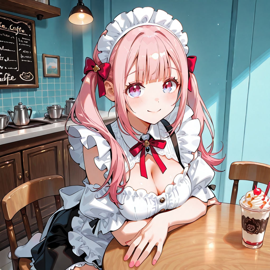 午後のカフェ、メイドは休憩中