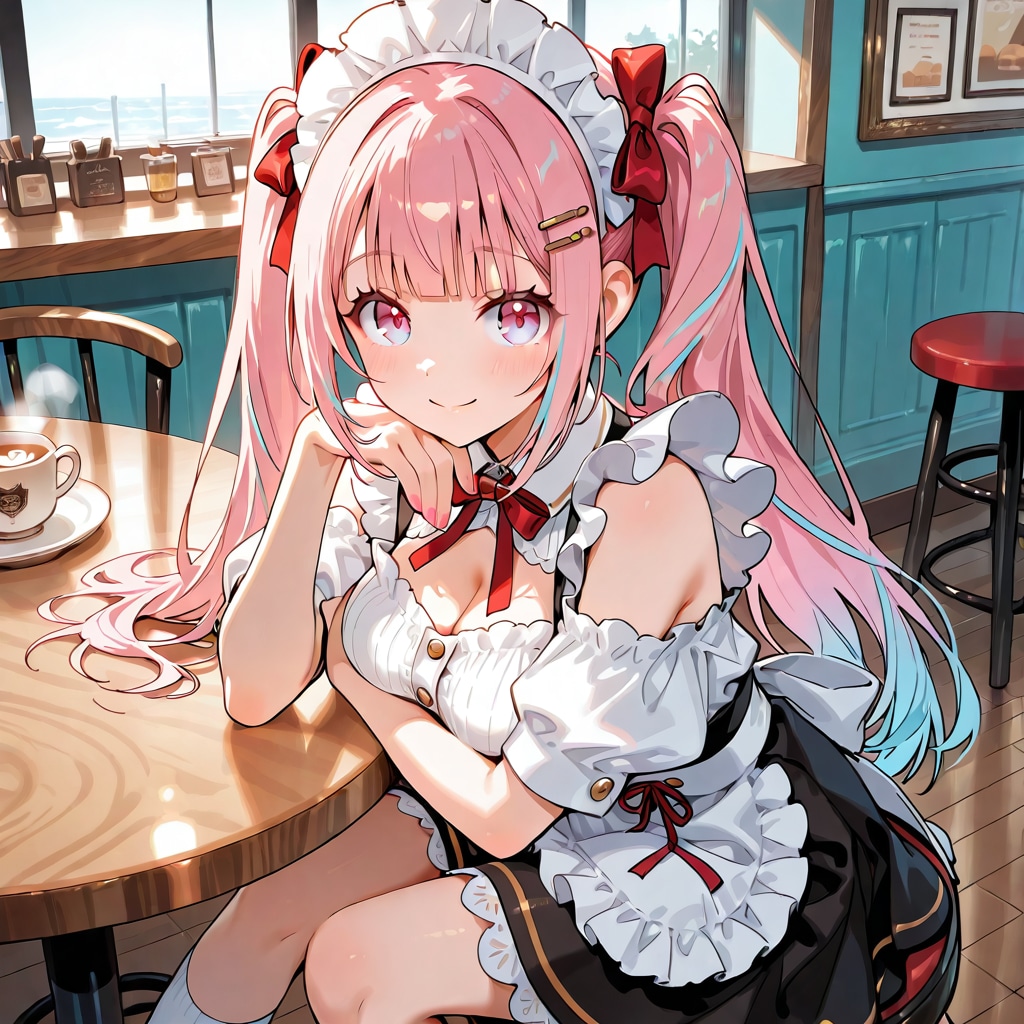午後のカフェ、メイドは休憩中