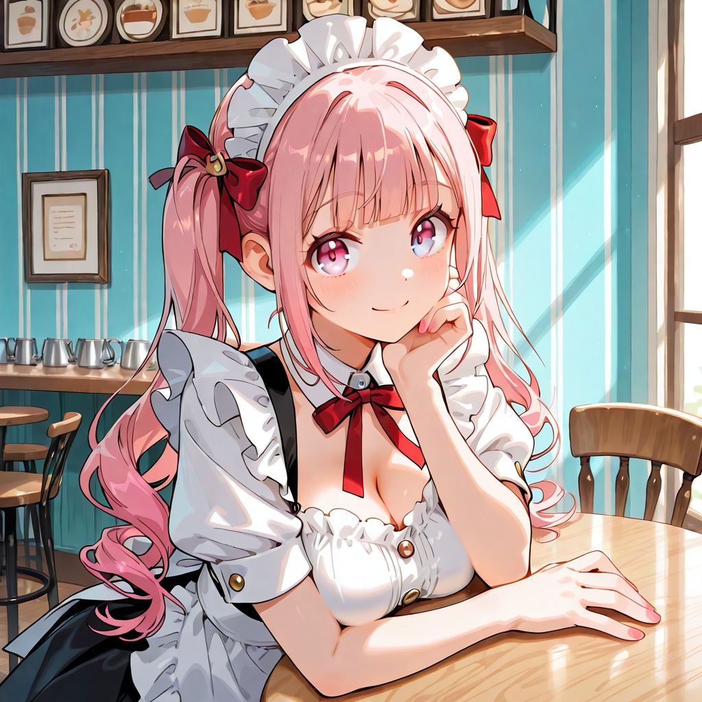 午後のカフェ、メイドは休憩中 | の人気AIイラスト・グラビア