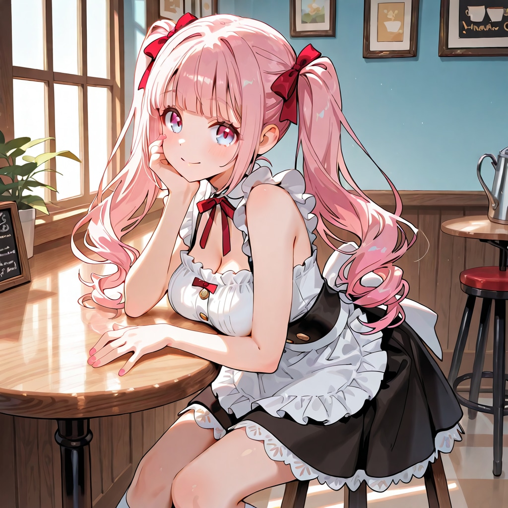 午後のカフェ、メイドは休憩中