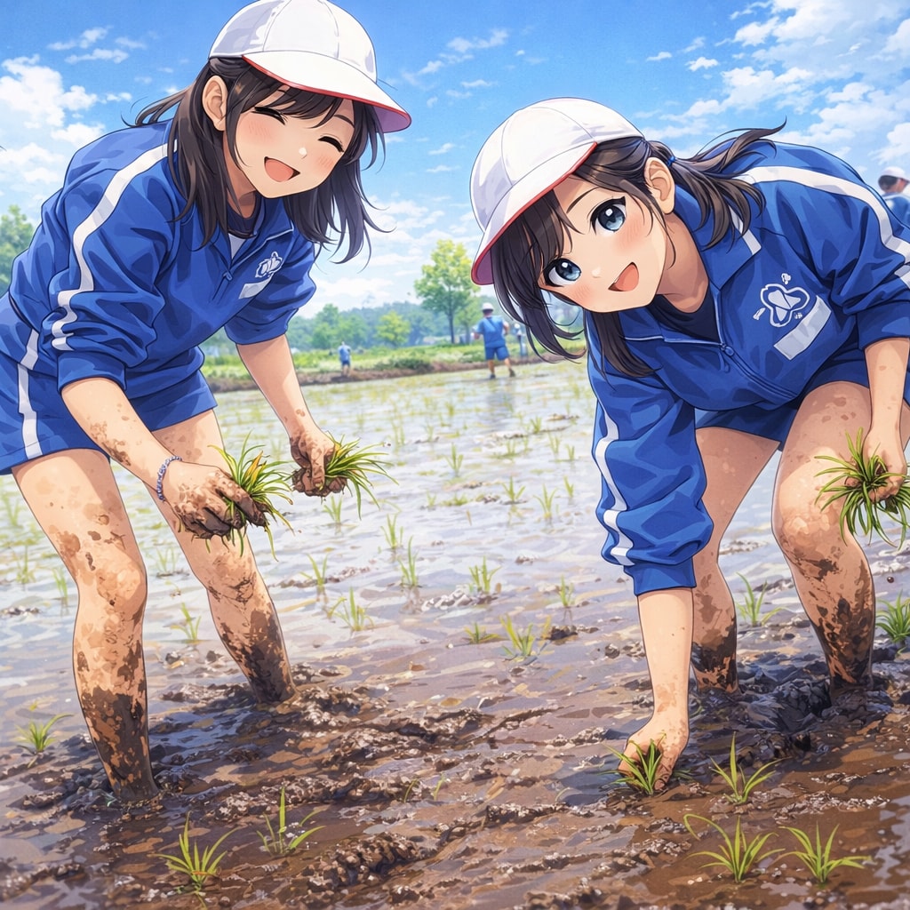 農業体験中の女の子