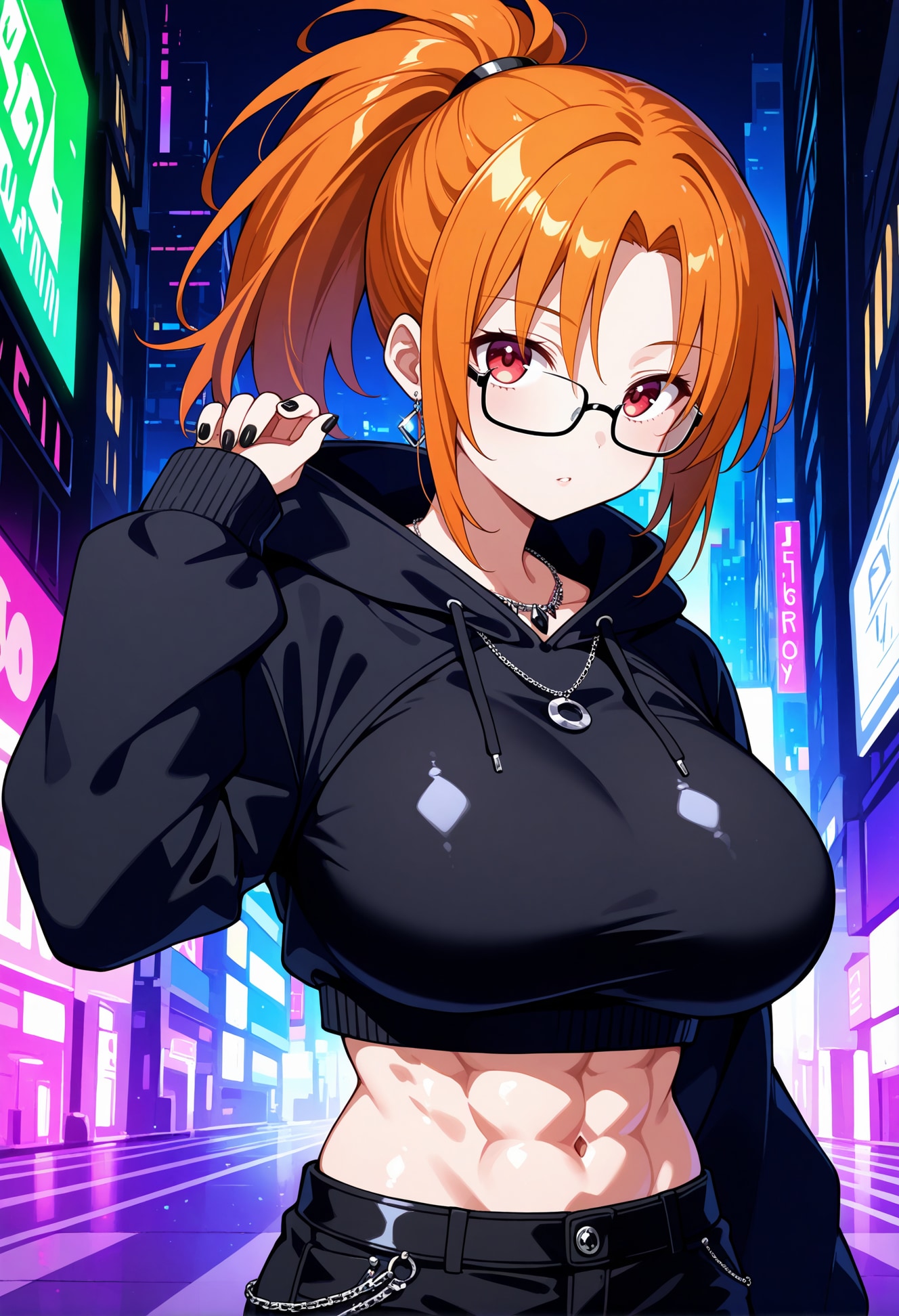 【今日の腹筋】クロップドパーカー真菜 | の人気AIイラスト・グラビア