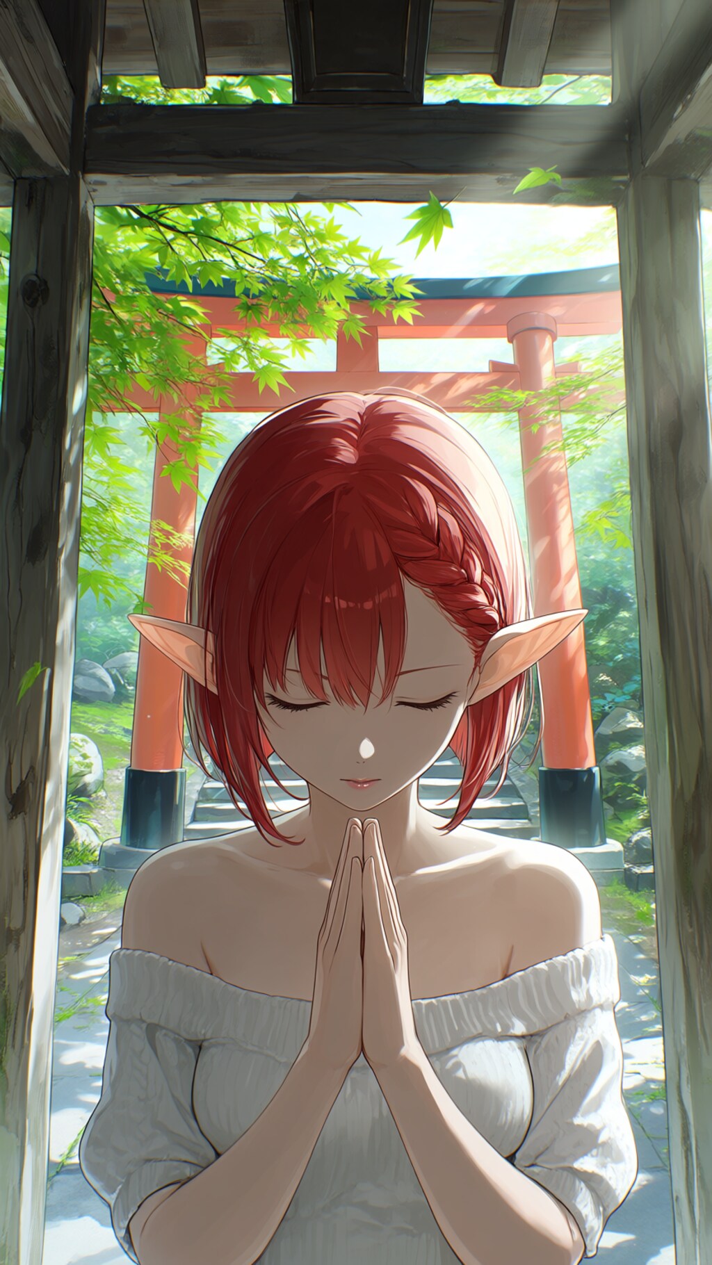 青もみじの境内