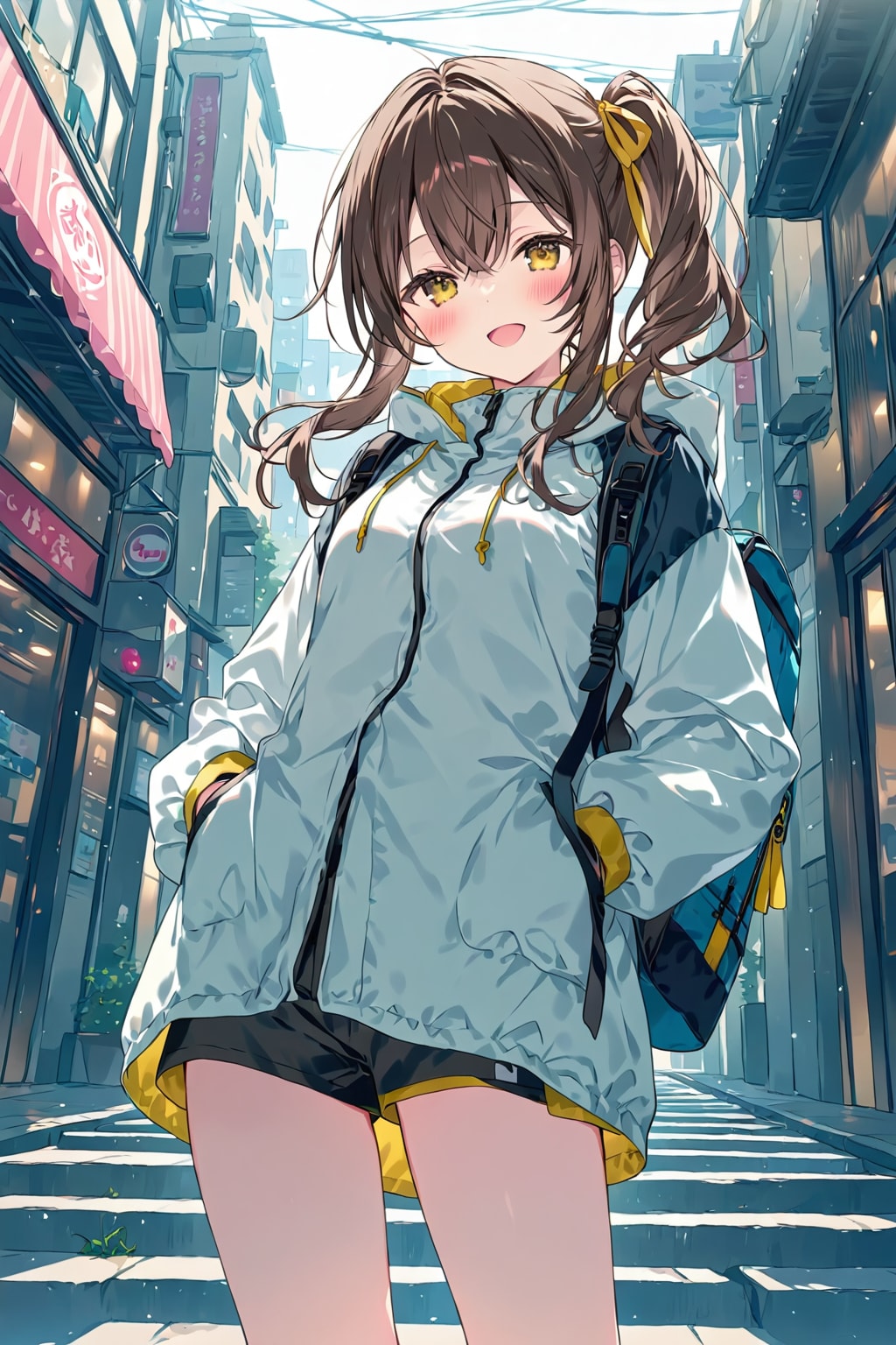 アウトドアギアの少女