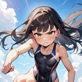 ビーチで真剣にアクションポーズ 8枚目