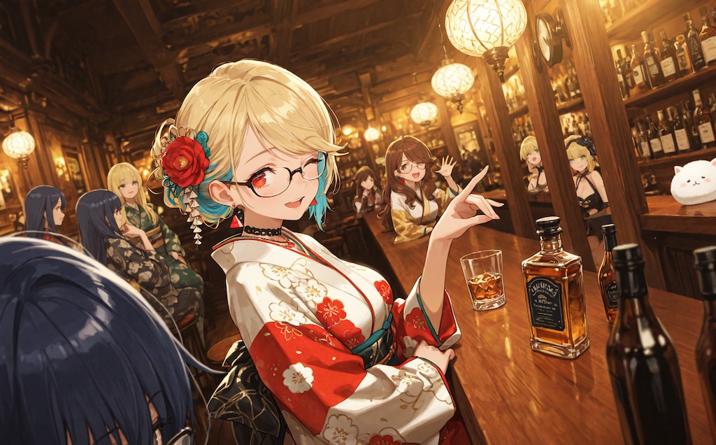 美女とバーカウンター！