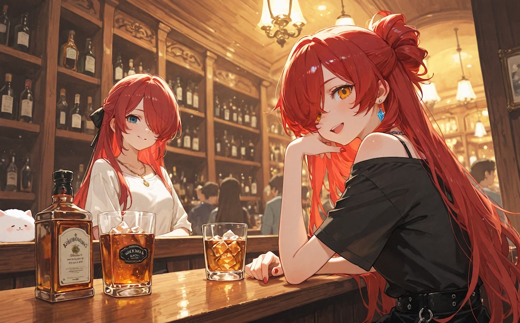 美女とバーカウンター！