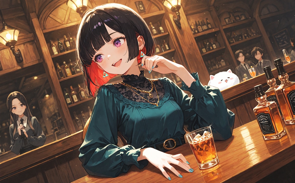 美女とバーカウンター！