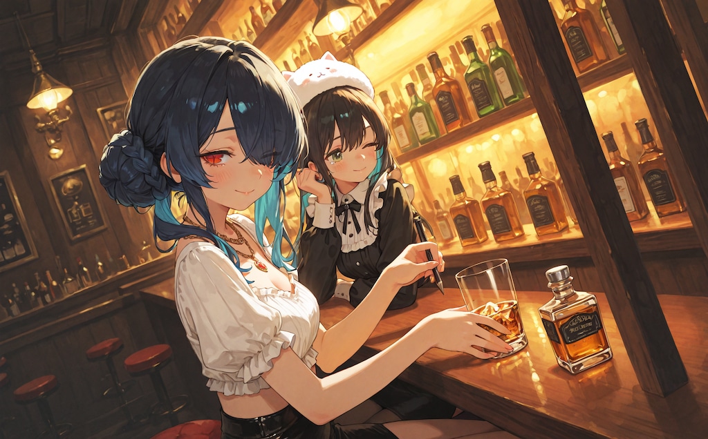 美女とバーカウンター！