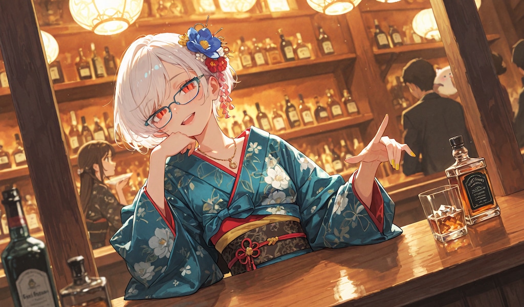 美女とバーカウンター！