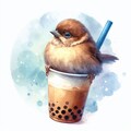 Bird in bubble tea or coffee 3枚目