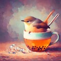 Bird in bubble tea or coffee 6枚目