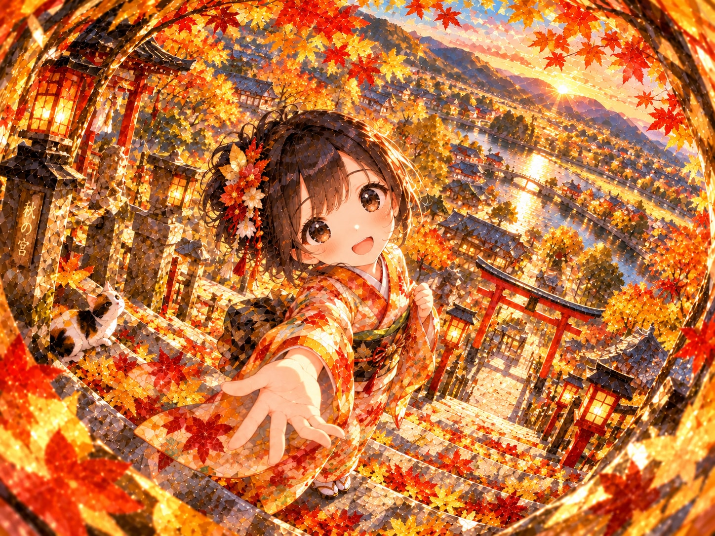 黄金色の参道 | の人気AIイラスト・グラビア