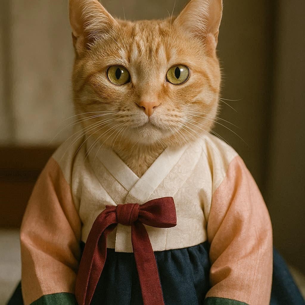 韓服を着た猫