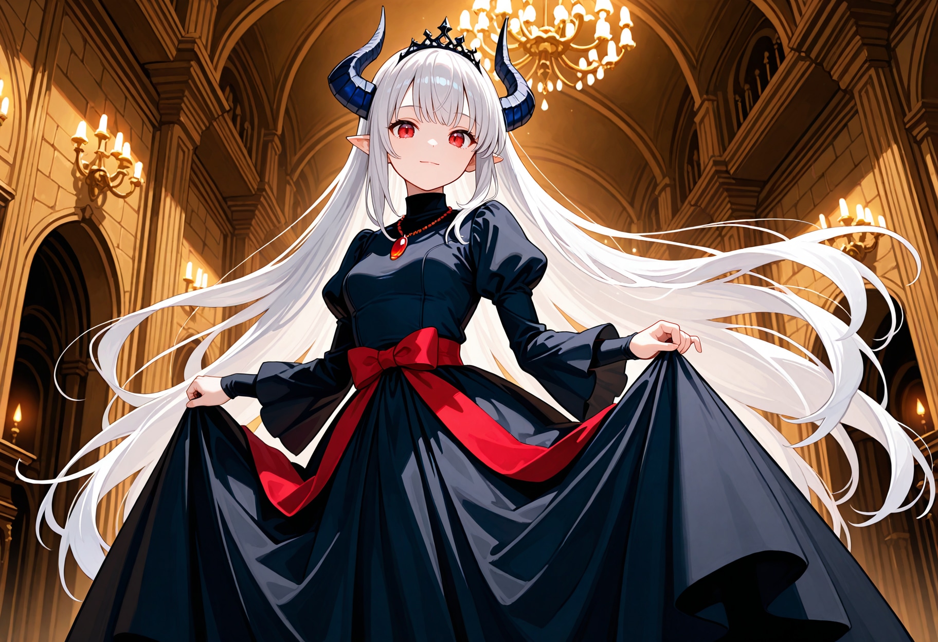 ドレスアップ銀髪竜姫さん | の人気AIイラスト・グラビア