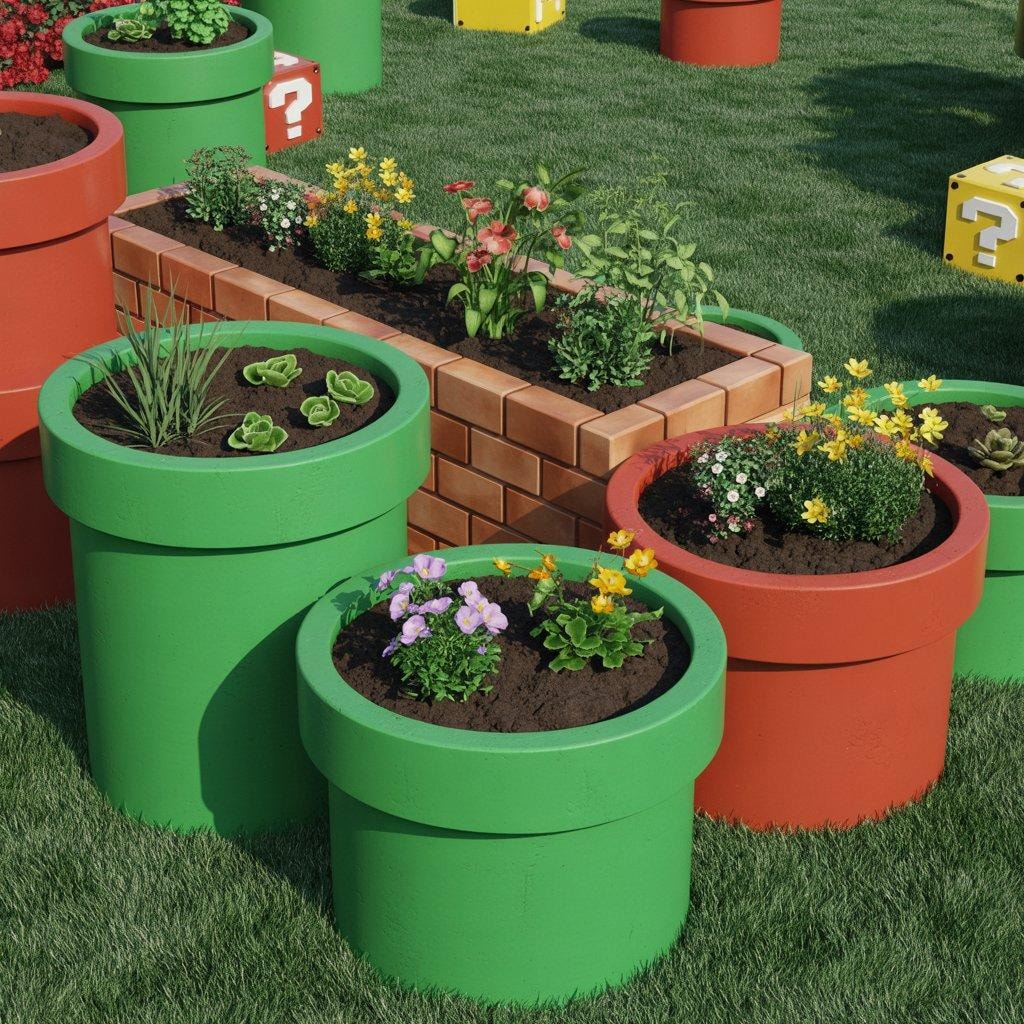 マリオの土管を使った庭