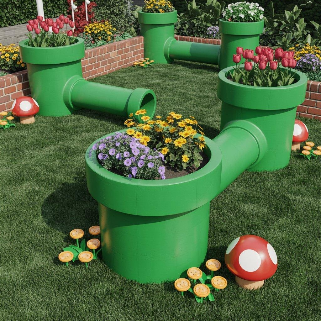 マリオの土管を使った庭