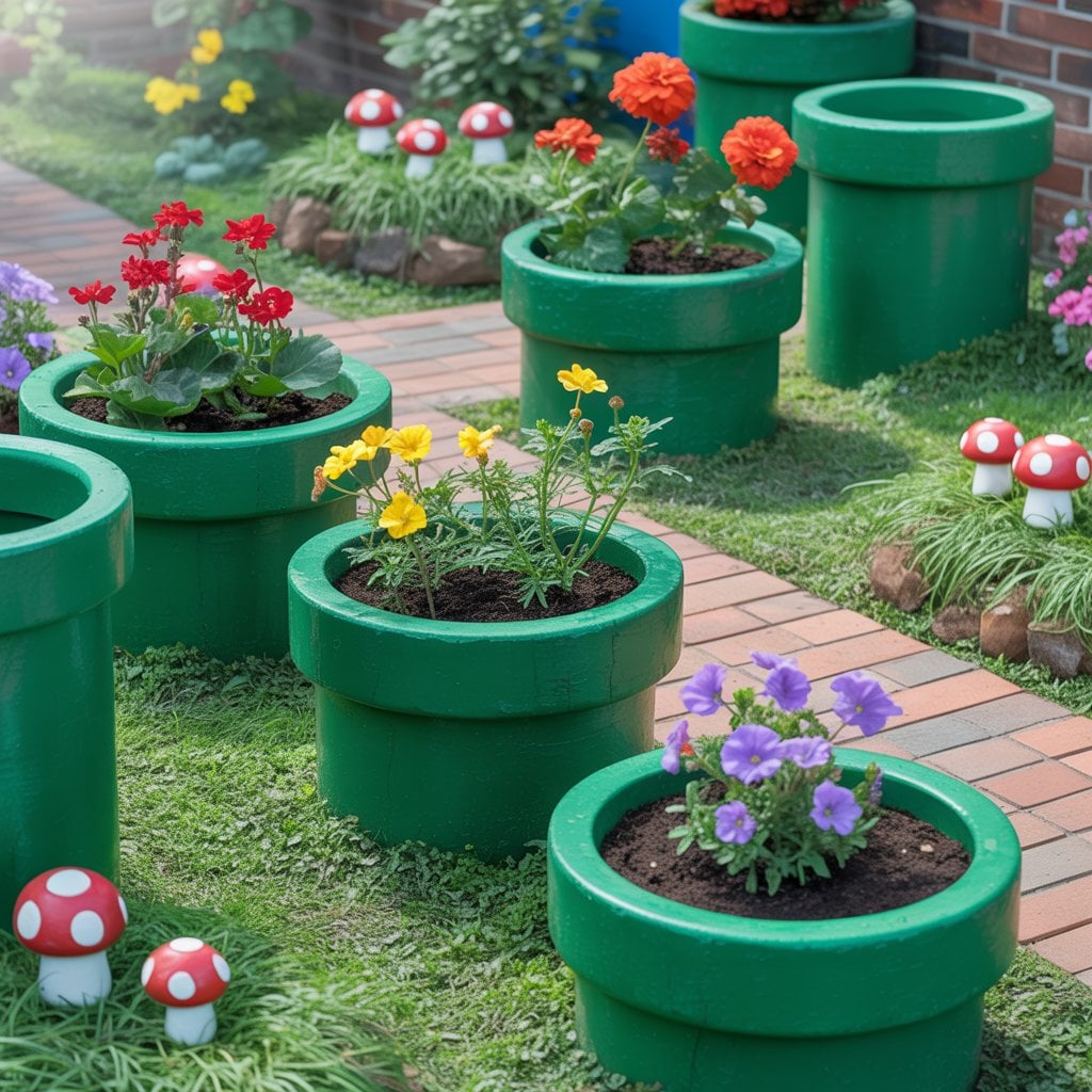 マリオの土管を使った庭