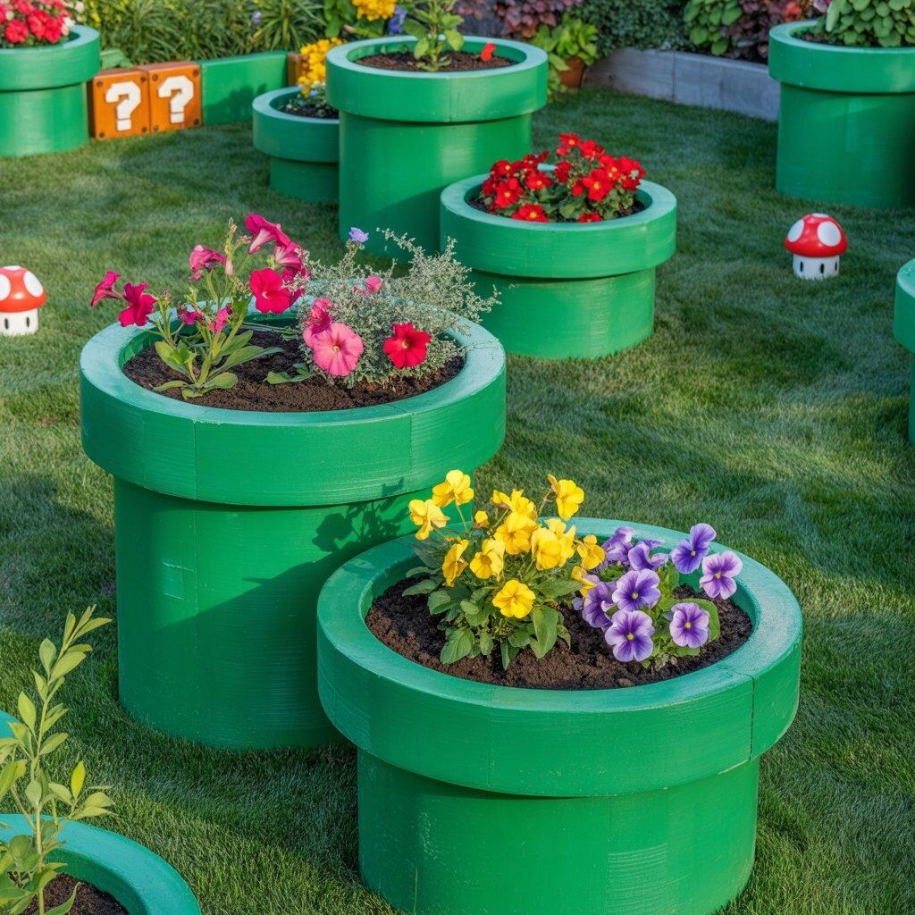 マリオの土管を使った庭