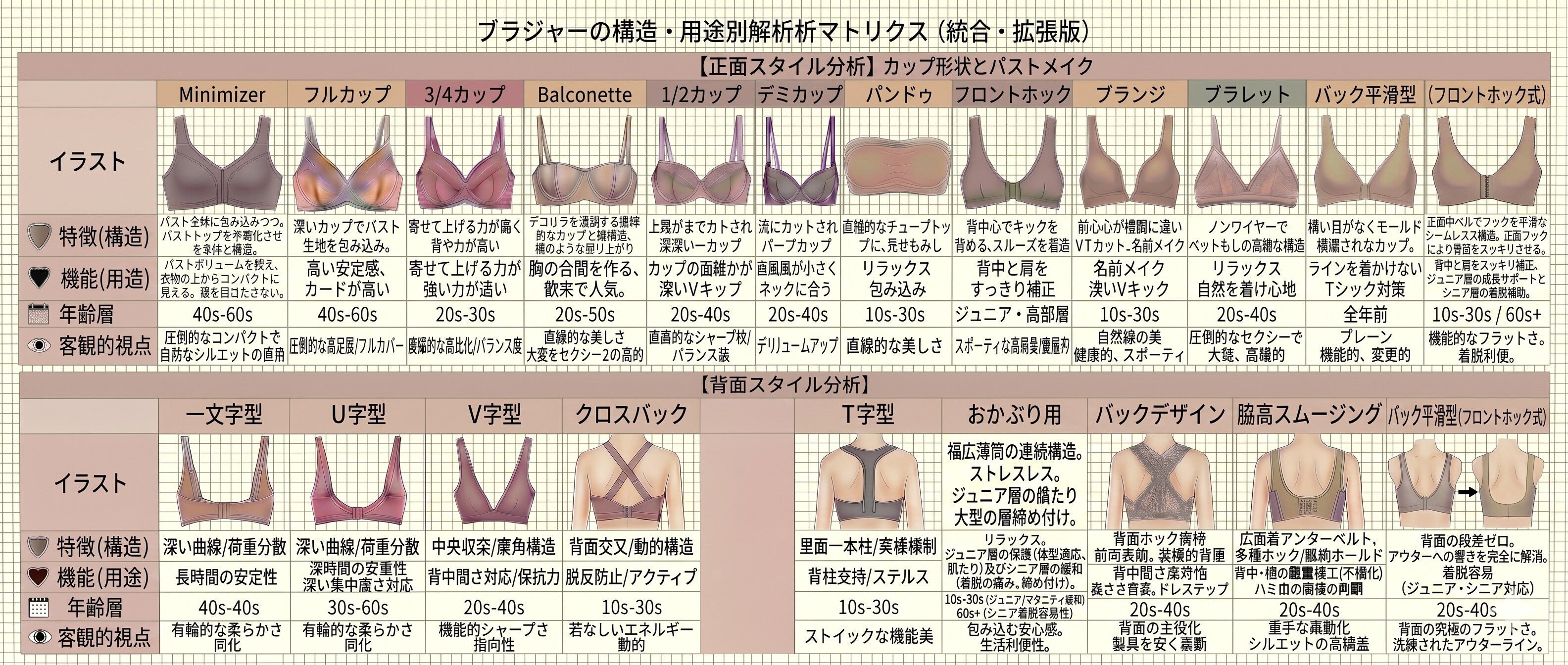 ブラジャーの構造リスト