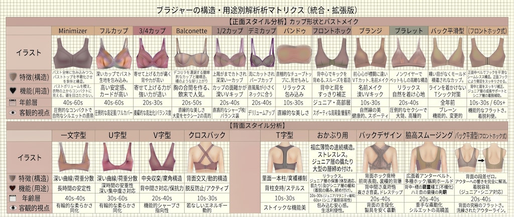 ブラジャーの構造リスト