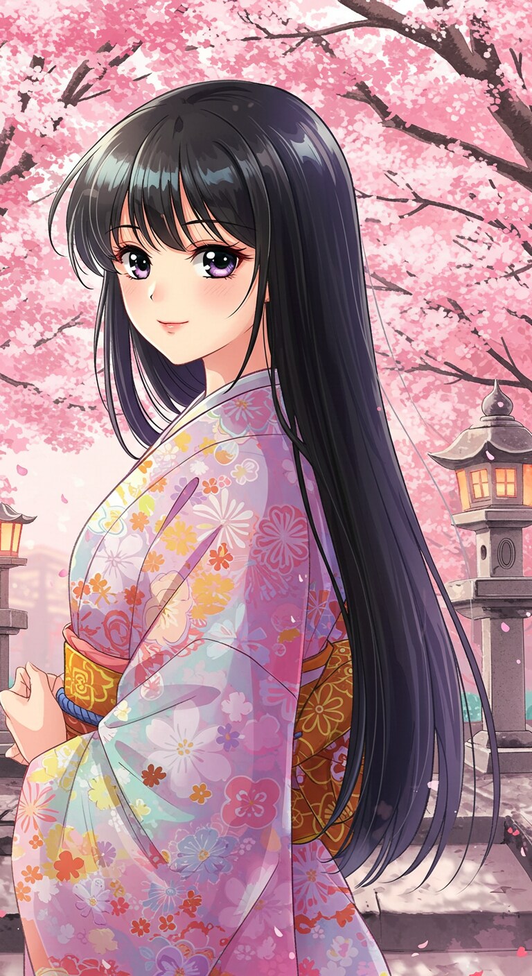 和装女子　イラスト　ImageFX土産