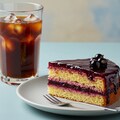 デザートのカシスケーキと珈琲のセット 4枚目