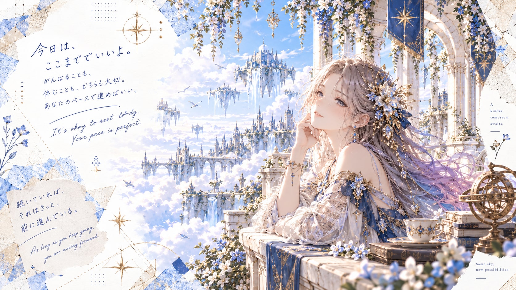 It's okay to rest today. Your pace is perfect.  Trying hard and resting are both important. Move at | の人気AIイラスト・グラビア