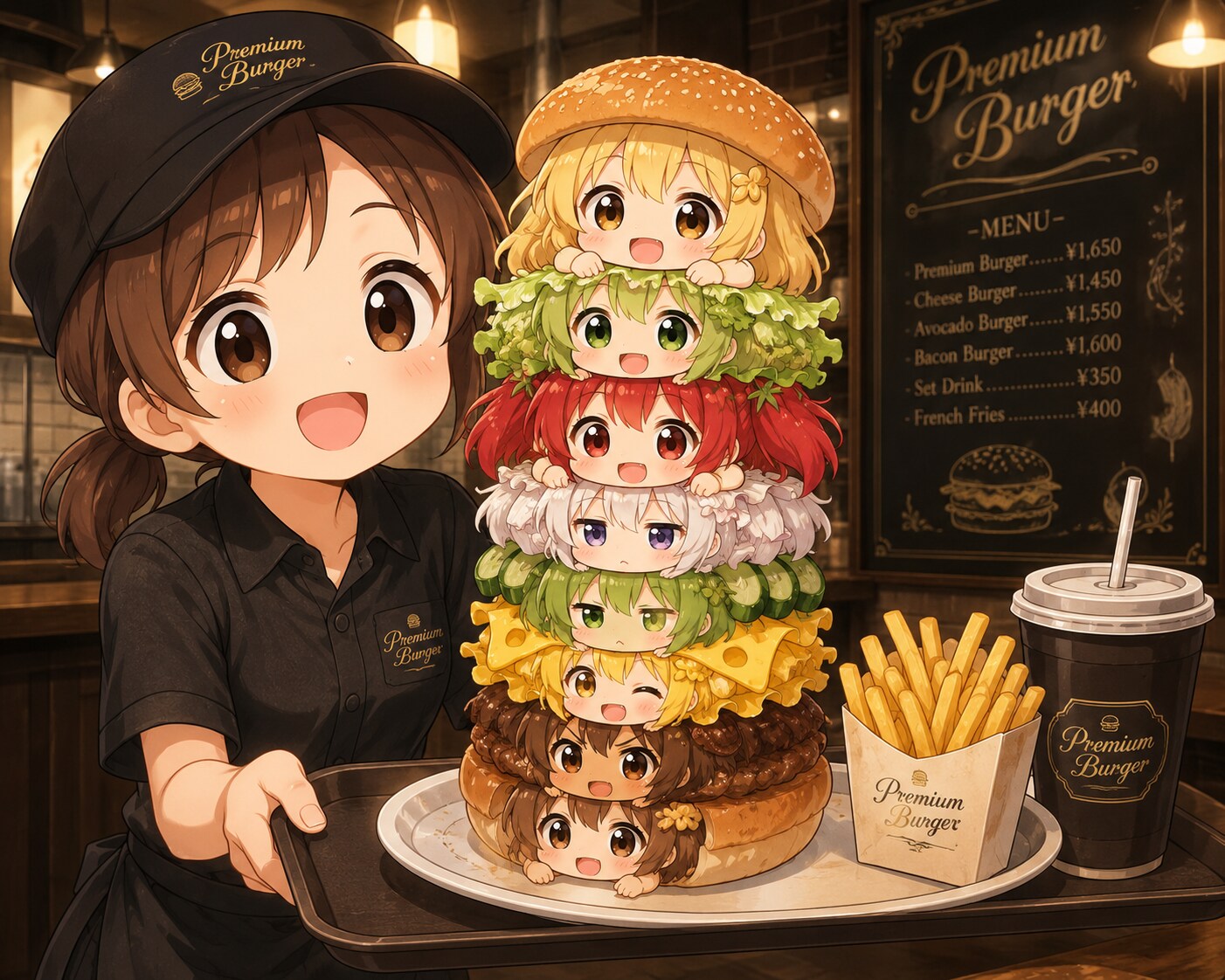8人合体ハンバーガー