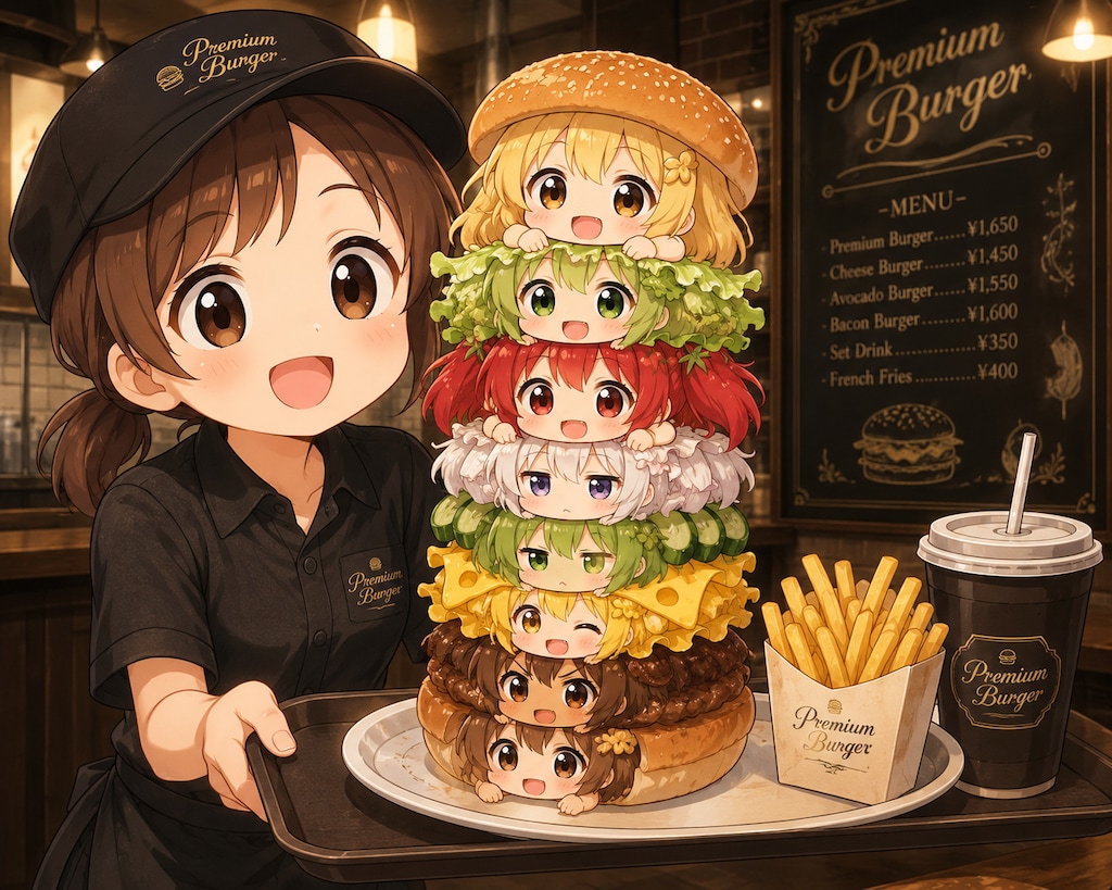 8人合体ハンバーガー