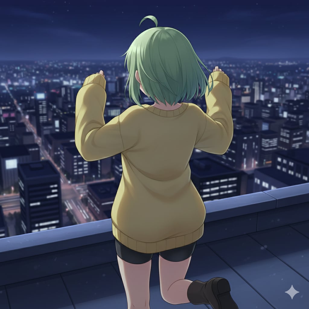 夜景きれいだね！みどり髪ちゃん！