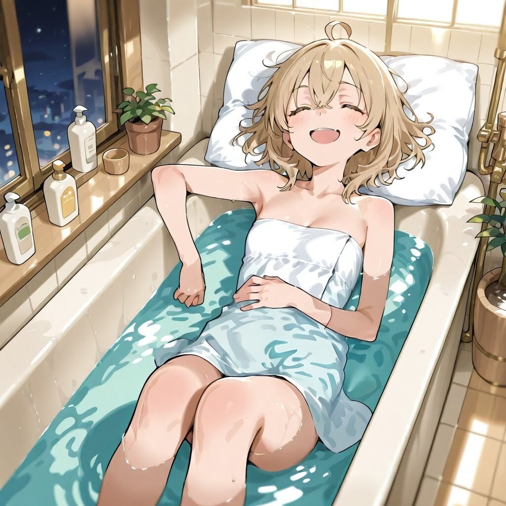 お風呂大好き少女 -お風呂で寝る- | の人気AIイラスト・グラビア