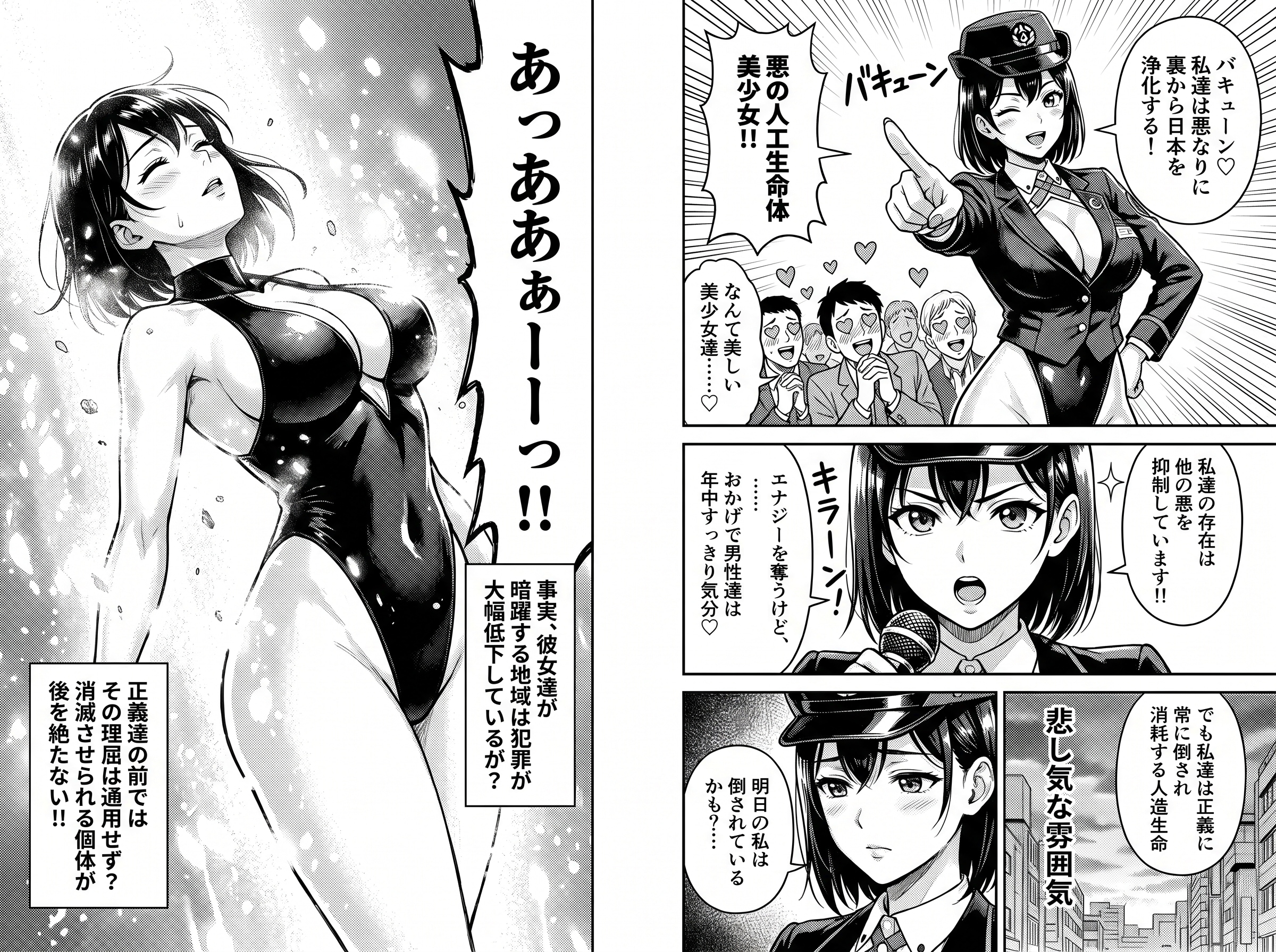 （ハイレグくっきり版💕）悪は悪なりに世間を守っている！？・・ハイレグ女怪人ちゃんの主張！