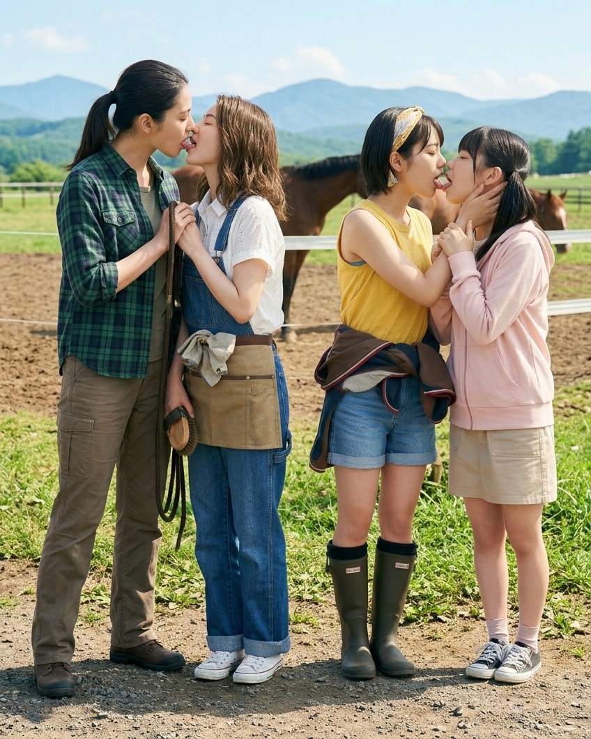 じゃじゃ馬グルーミン★UP!が実写化された世界線の渡会美人四姉妹のレズキス
