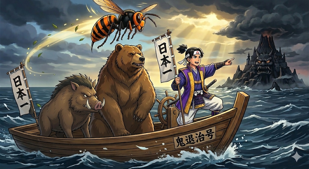 火力重視で鬼ヶ島へ向かう桃太郎