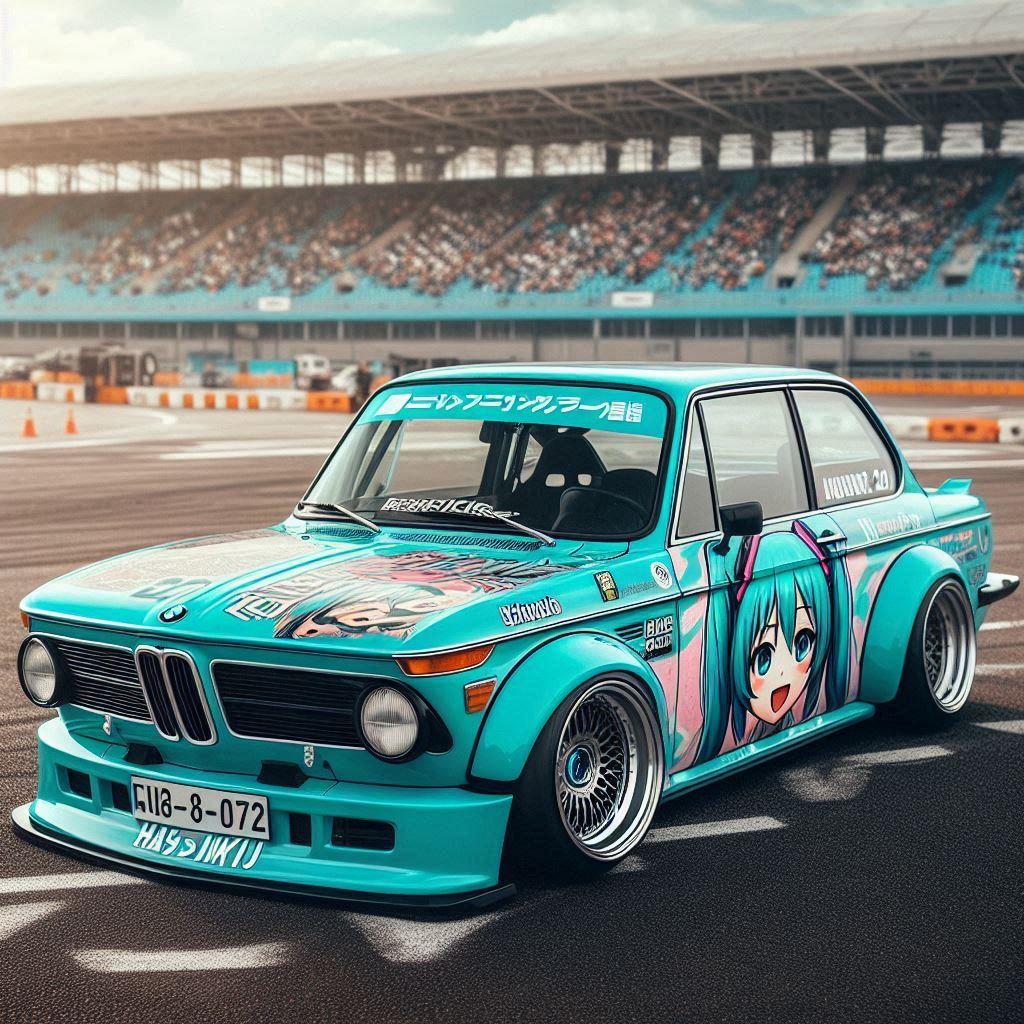 初音ミクカラーのBMW 2002