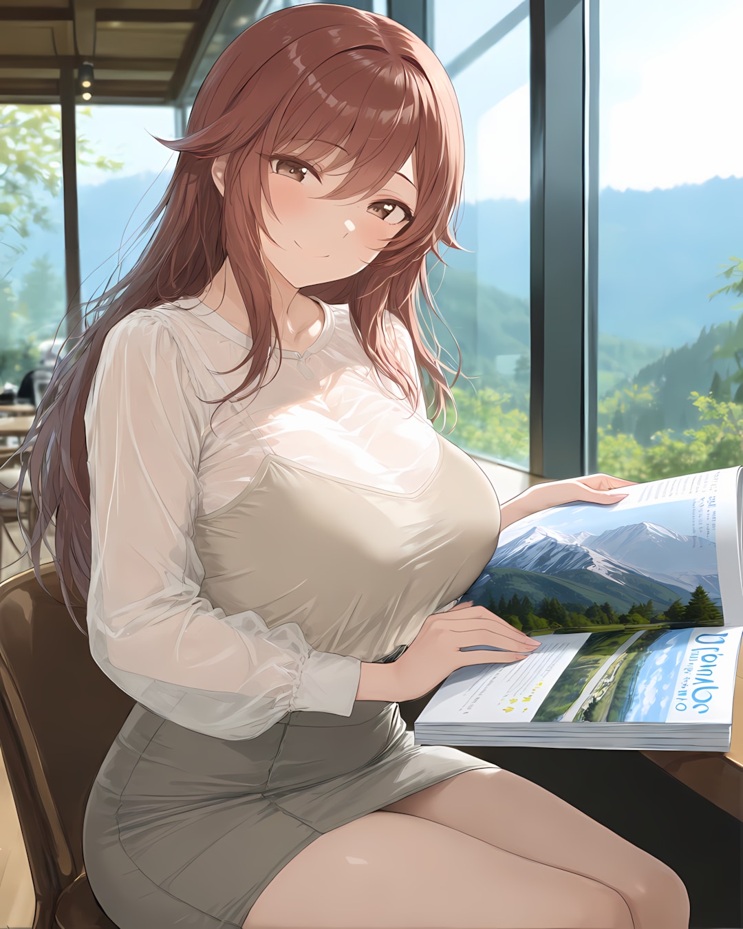 【山の日】山の見えるカフェで計画♡シアーブラウス大人ギャル🌿