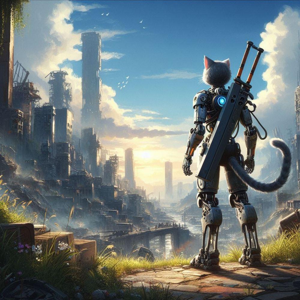 アクリル風 世紀末風 猫型ロボ #しっぽ