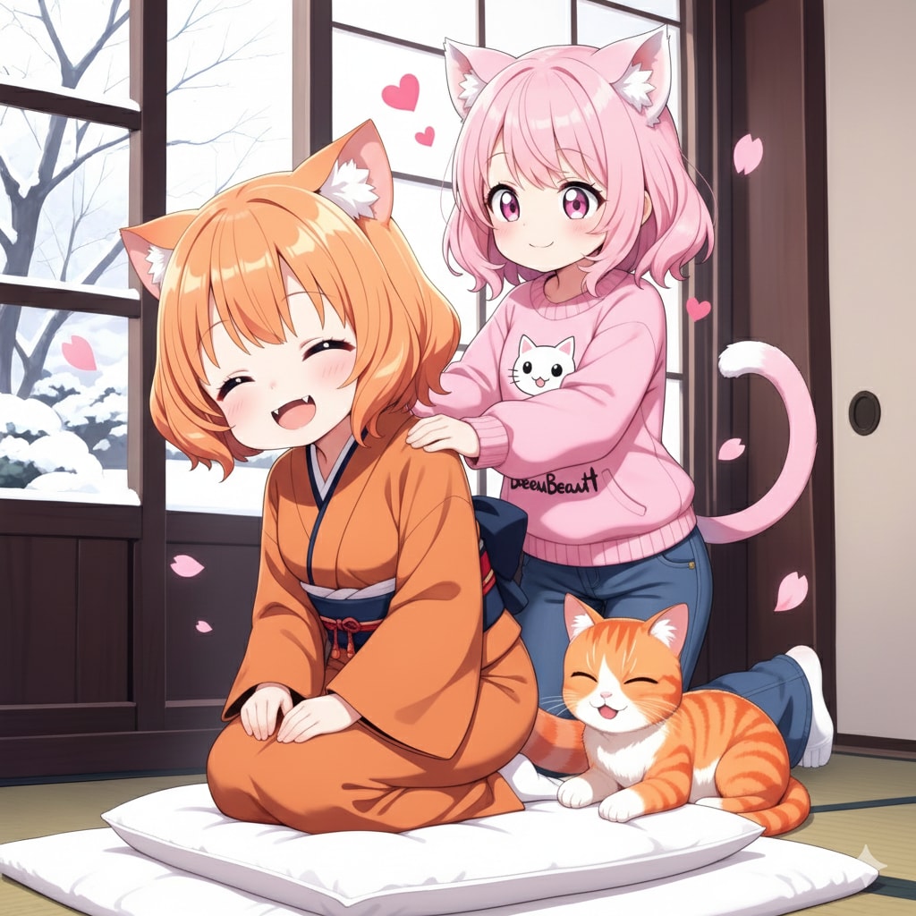 帰省して親孝行するねこちゃん | の人気AIイラスト・グラビア