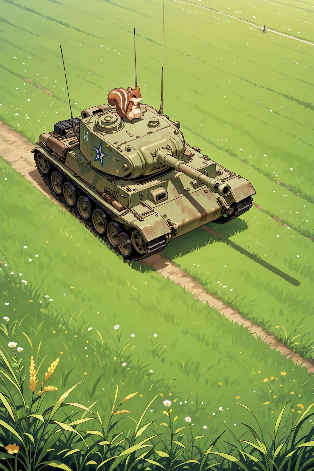ラジコン戦車に乗るリス | の人気AIイラスト・グラビア