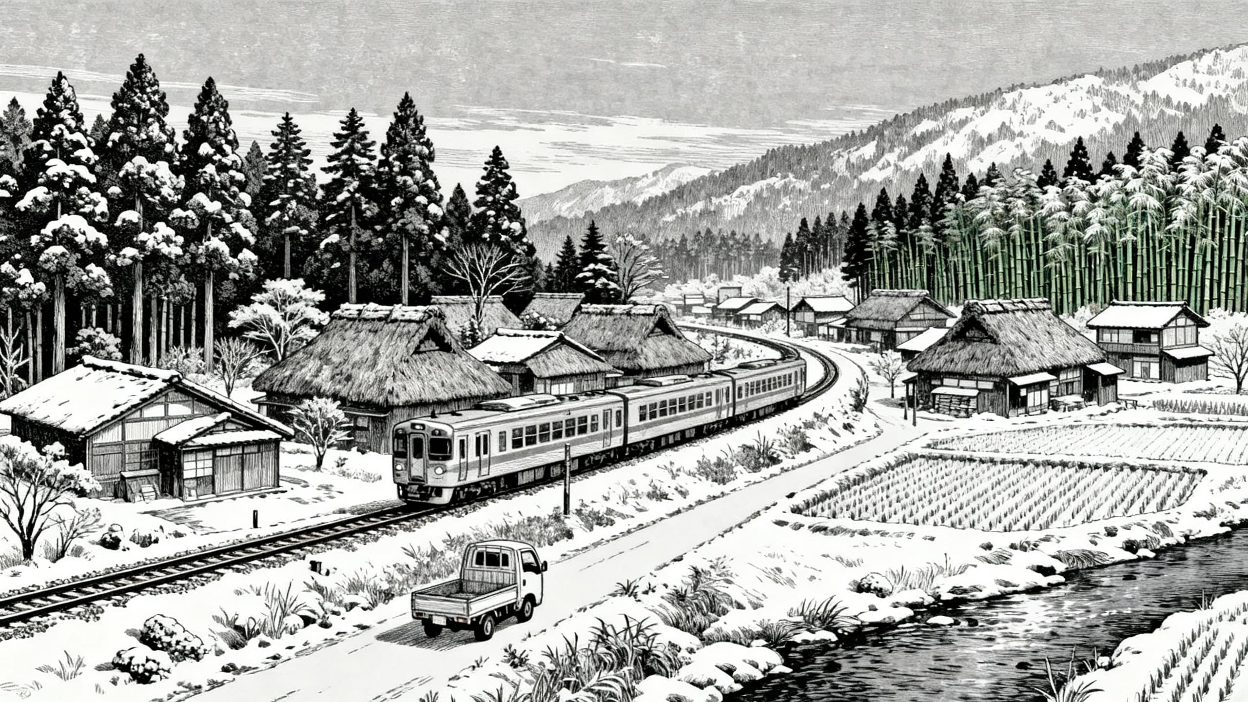 田舎の冬 | の人気AIイラスト・グラビア