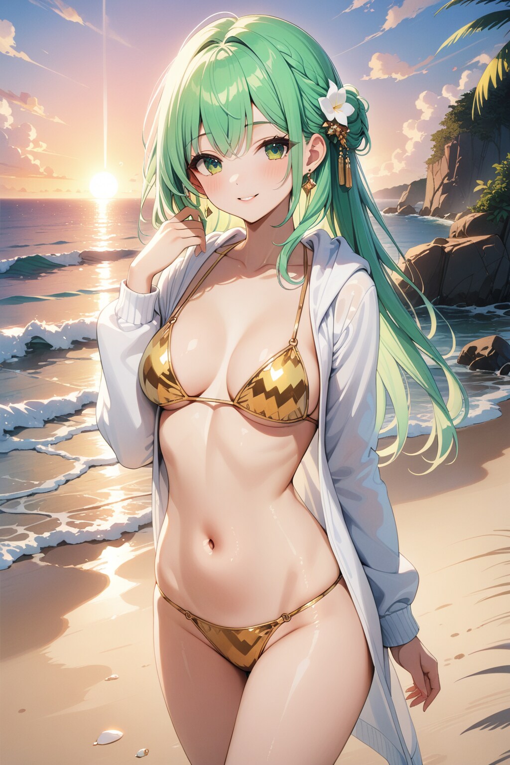 夕陽とエメラルドとゴールドと